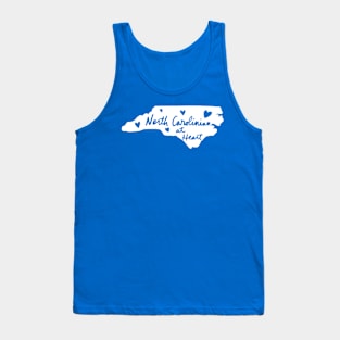 North Carolinian At Heart North Carolina State Pride Calligraphy Tank Top